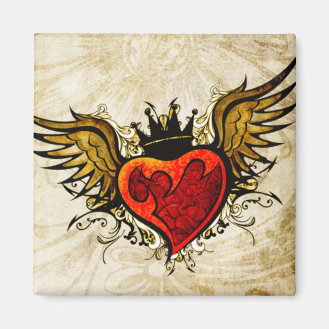 Vintag Tattoo Winged Heart Magnet (Vorne)