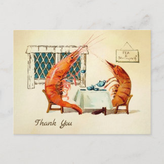 Vintag Tea Shrimp Danke, Postcard Postkarte