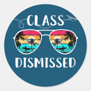 Vintag Teacher Class DIsmissed Sonnenbrille Sonnen Runder Aufkleber