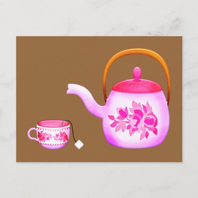 Vintag Teacups Teekorb Postkarte (Vorderseite)