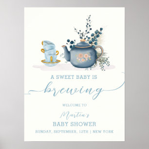 Vintag Tee-Party Brewing Baby Dusche Empfang Poster