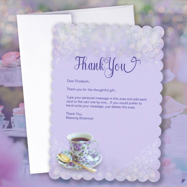 Vintag Tee Party Lavender Dankeskarte (Vintage Tea Party Lavender Thank You Card)