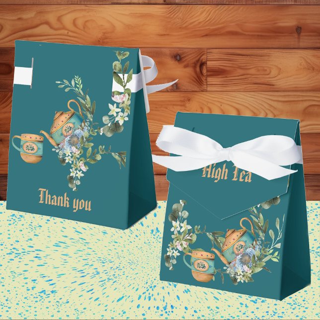 Vintag Teekanne Blumenapfel Nachmittag Tee Geburts Geschenkschachtel (Vintage Teapot Floral Afternoon Tea Birthday Party Favor Boxes)