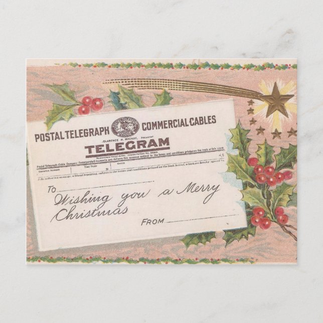 Vintag Telegram Frohe Weihnachten (Vorderseite)