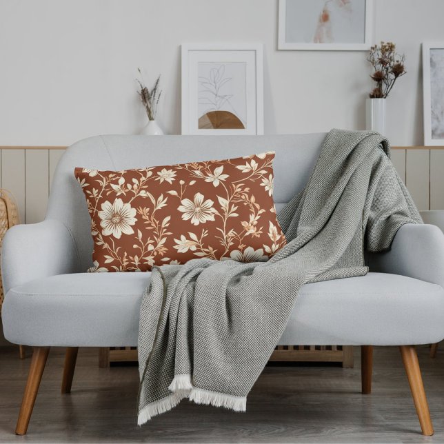 Vintag Terracotta Seamless Boho Blumenmuster Lendenkissen (Von Creator hochgeladen)