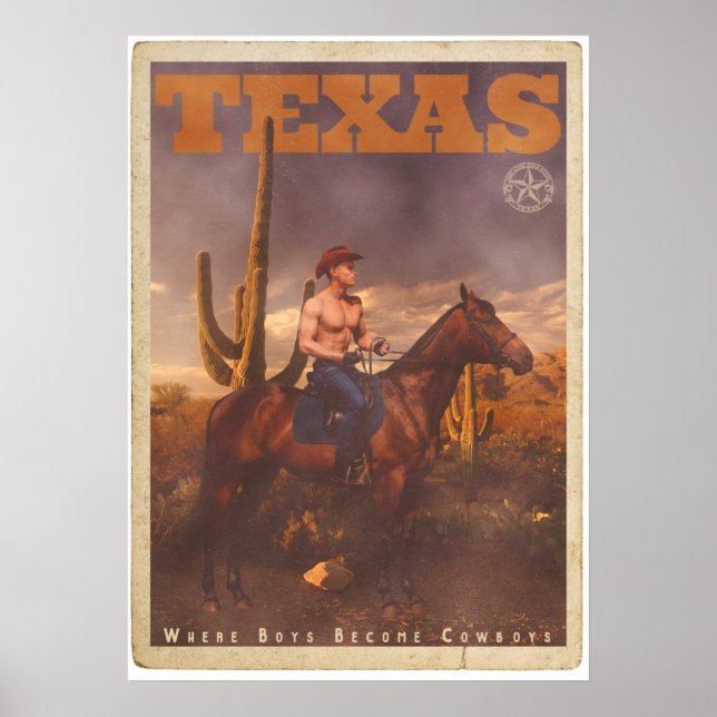 Vintag Texas Cowboy Poster (Vorne)