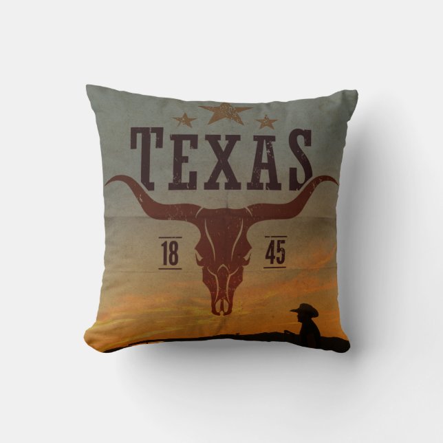 Vintag Texas Cowboy Throw Kissen (Vorderseite)
