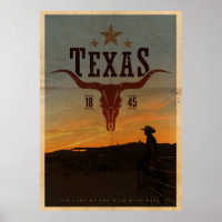 Vintag Texas Cowboy Travel Poster