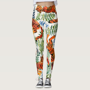Vintag Tiger Dschungel Wasserfarbe Leggings