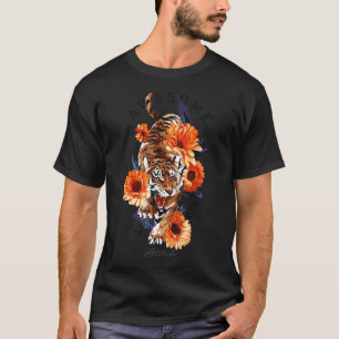 Vintag Tiger Japanischer Kirschblossom Blume für W T-Shirt