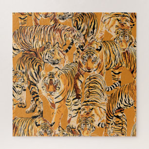Vintag Tiger Safari Wildlife Pattern