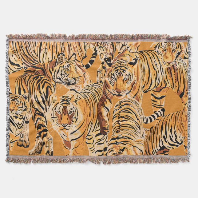 Vintag Tiger Safari Wildlife Pattern Decke (Vorderseite)