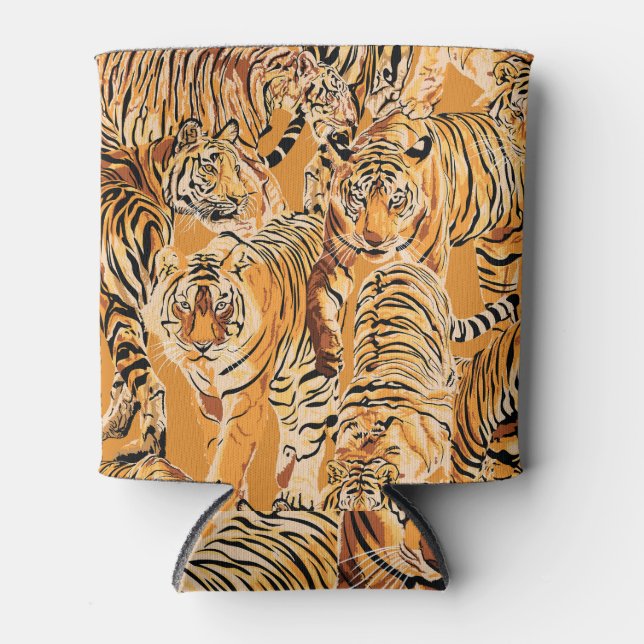 Vintag Tiger Safari Wildlife Pattern Dosenkühler (Vorderseite)
