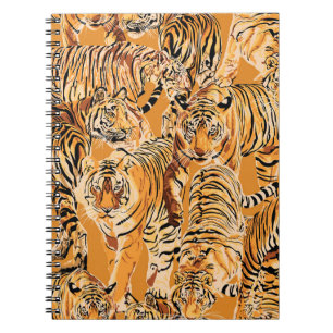 Vintag Tiger Safari Wildlife Pattern Notizblock