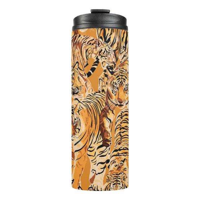 Vintag Tiger Safari Wildlife Pattern Thermosbecher (Vorderseite)
