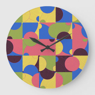 Vintag Tiles Retro-Muster der 60er Jahre Große Wanduhr