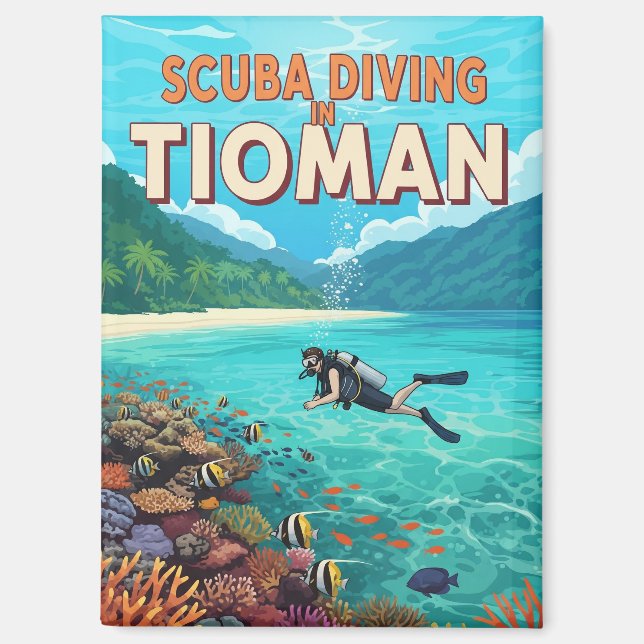 Vintag Tioman Malaysia Scuba Diving Magnet (Vorderseite)