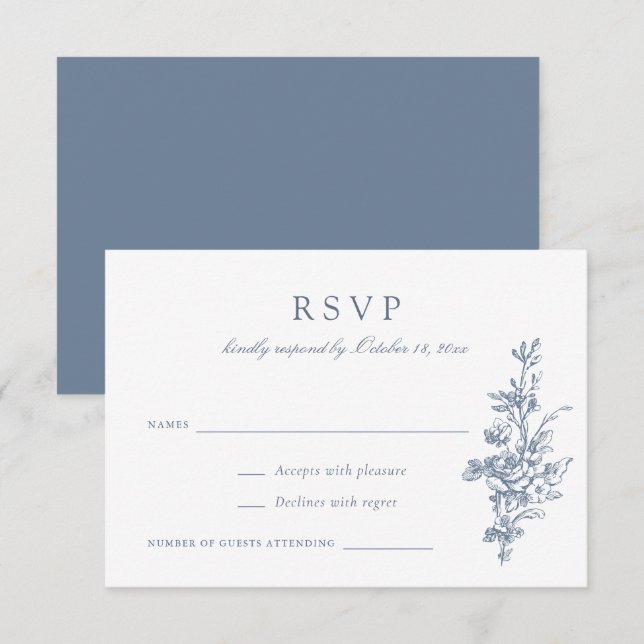Vintag Toile Wedding RSVP Einladung (Vorne/Hinten)