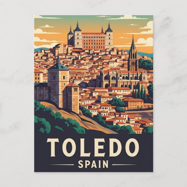 Vintag Toledo Spanien Alcazar Reisen Postkarte (Vorderseite)