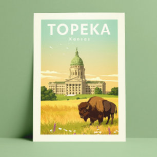 Vintag Topeka Kansas Postkarte
