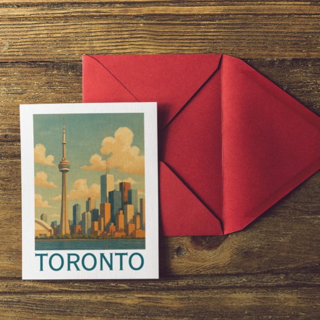 Vintag Toronto Canada - CN Tower Skyline Postkarte (Vintage Toronto Canada – CN Tower Skyline Postcard)