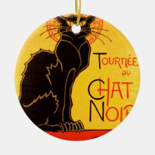 Vintag Tournee de Chat Noir Black Cat Keramikornament