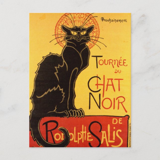 Vintag Tournee de Chat Noir Black Cat Postkarte (Vorderseite)