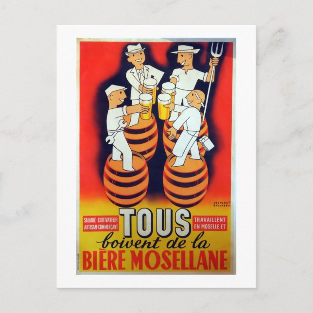 Vintag Tous Boivent de la Bière Mosellane Postkarte (Vorderseite)