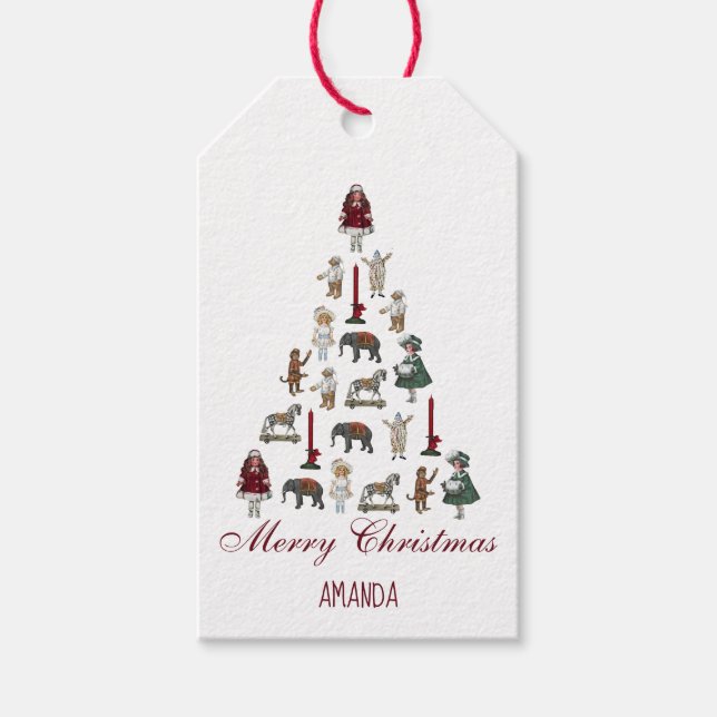 Vintag Toys Weihnachtsbaum Red Calligraphy Gift T Geschenkanhänger (Vorderseite)