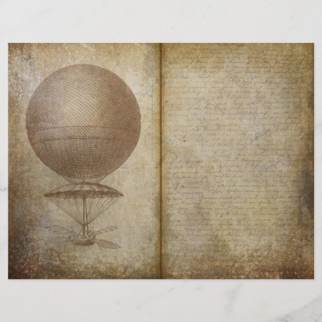 Vintag Traveller Hot Air Ballon Journal-Seite (Vorderseite)