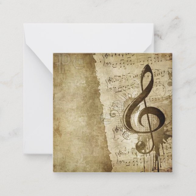 Vintag Treble Clef Mitteilungskarte (Vorderseite)