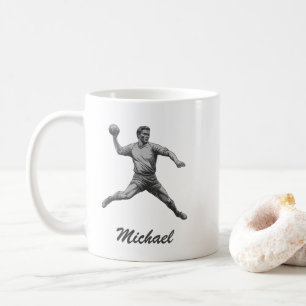 Vintag Trendy Modern Handball Player Personalisier Kaffeetasse