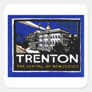 Vintag Trenton NJ Poster Quadratischer Aufkleber
