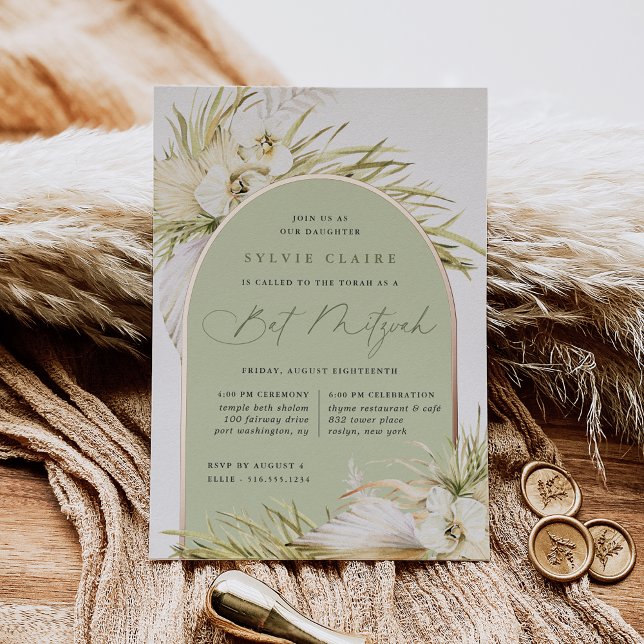 Vintag Tropics Bat Mitzvah Folieneinladung (Von Creator hochgeladen)