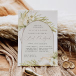 Vintag Tropics Boho Bat Mitzvah Einladung<br><div class="desc">Tropische Schick-Fledermaus Mitzvah Einladungen in einer verführerischen neutralen Farbpalette mit einem zentralen Gewölbe,  das Ihre Zeremonie und Feier oder Party Details trägt,  mit blassgrünen Aquarellpalmen,  beachy Inselblättern,  weißen Orchideen,  boho getrockneten Botanicals und Pampas Gras.</div>
