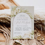 Vintag Tropics Boho Bat Mitzvah Einladung<br><div class="desc">Tropische Schick-Fledermaus Mitzvah Einladungen in einer verführerischen neutralen Farbpalette mit einem zentralen Gewölbe,  das Ihre Zeremonie und Feier oder Party Details trägt,  mit blassgrünen Aquarellpalmen,  beachy Inselblättern,  weißen Orchideen,  boho getrockneten Botanicals und Pampas Gras.</div>