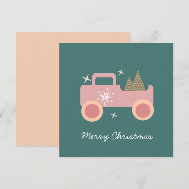 Vintag Truck Groovy Weihnachten Karte (Vorne/Hinten)