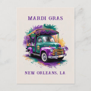 Vintag Truck Mardi Gras Celebration Postkarte