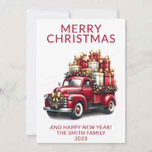 Vintag Truck präsentiert Rote Weihnachten Einladung