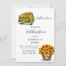 Vintag Truck Pumpkin Sonnenblume Einladung Hochzei