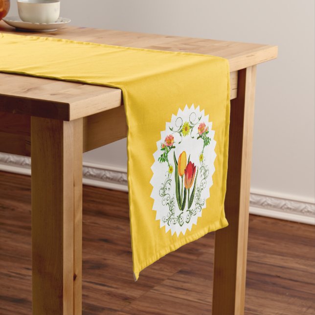 Vintag Tulips Table Runner Kurzer Tischläufer (Beispiel)