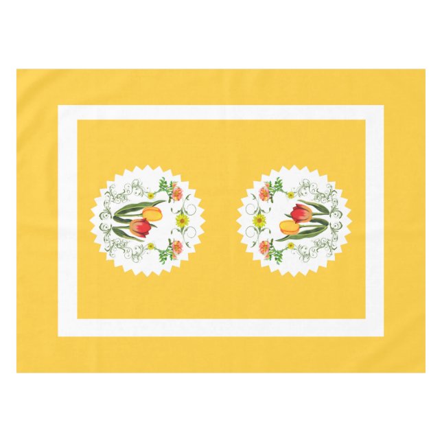 Vintag Tulips Tableclout Tischdecke (Vorderseite (Horizontal))
