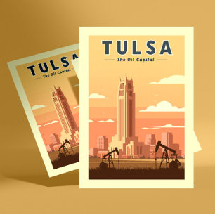 Vintag Tulsa Oklahoma Postkarte