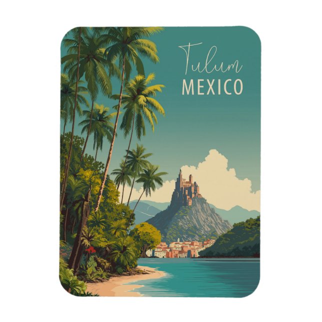 Vintag Tulum Mexico Reisen Magnet (Vertikal)