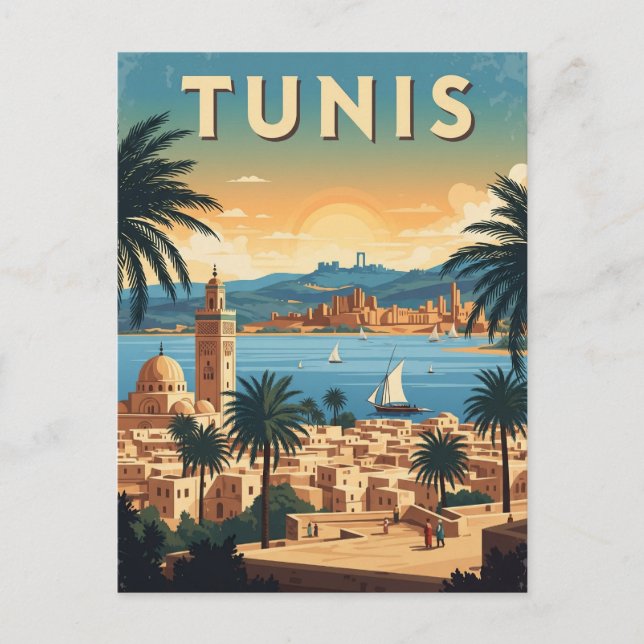 Vintag Tunis Tunis Travel Postkarte (Vorderseite)