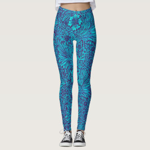 Vintag türkisfarbenes, lila Blumenmuster Leggings