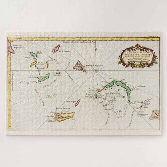 Vintag Turks- und Caicos-Karte (1764) (Horizontal)