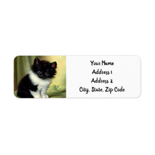 Vintag Tuxedo Kitten Illustration