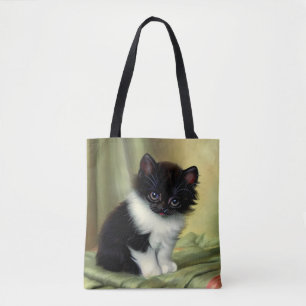 Vintag Tuxedo Kitten Illustration Tasche