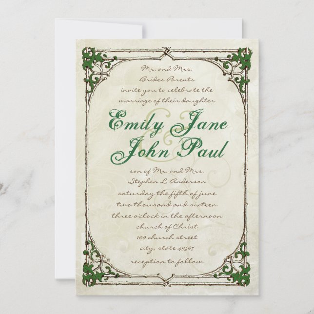 Vintag Twig Ivy Rahmen Hochzeitseinladung Einladung (Vorderseite)